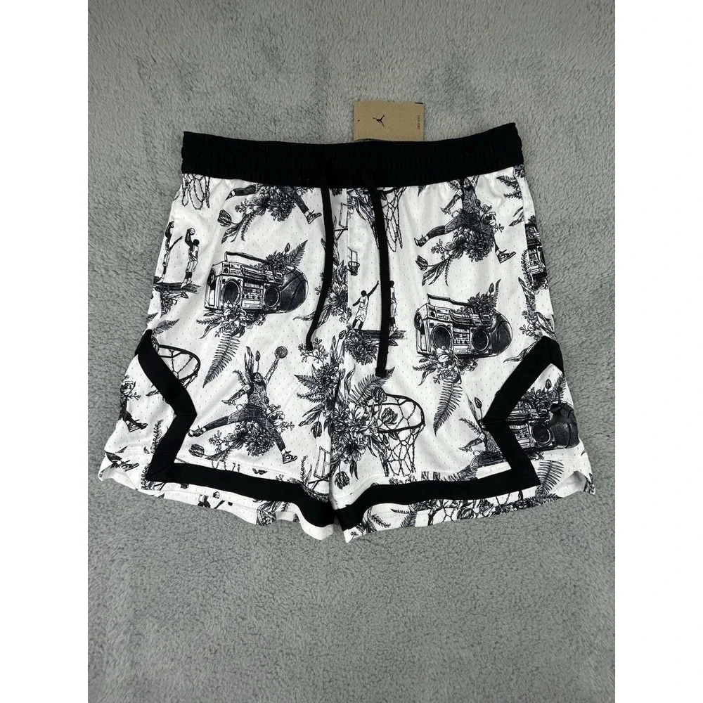 Nike Jordan Shorts Mens XL White Dri-Fit Sport Diamond Printed FV8614-100 NWT